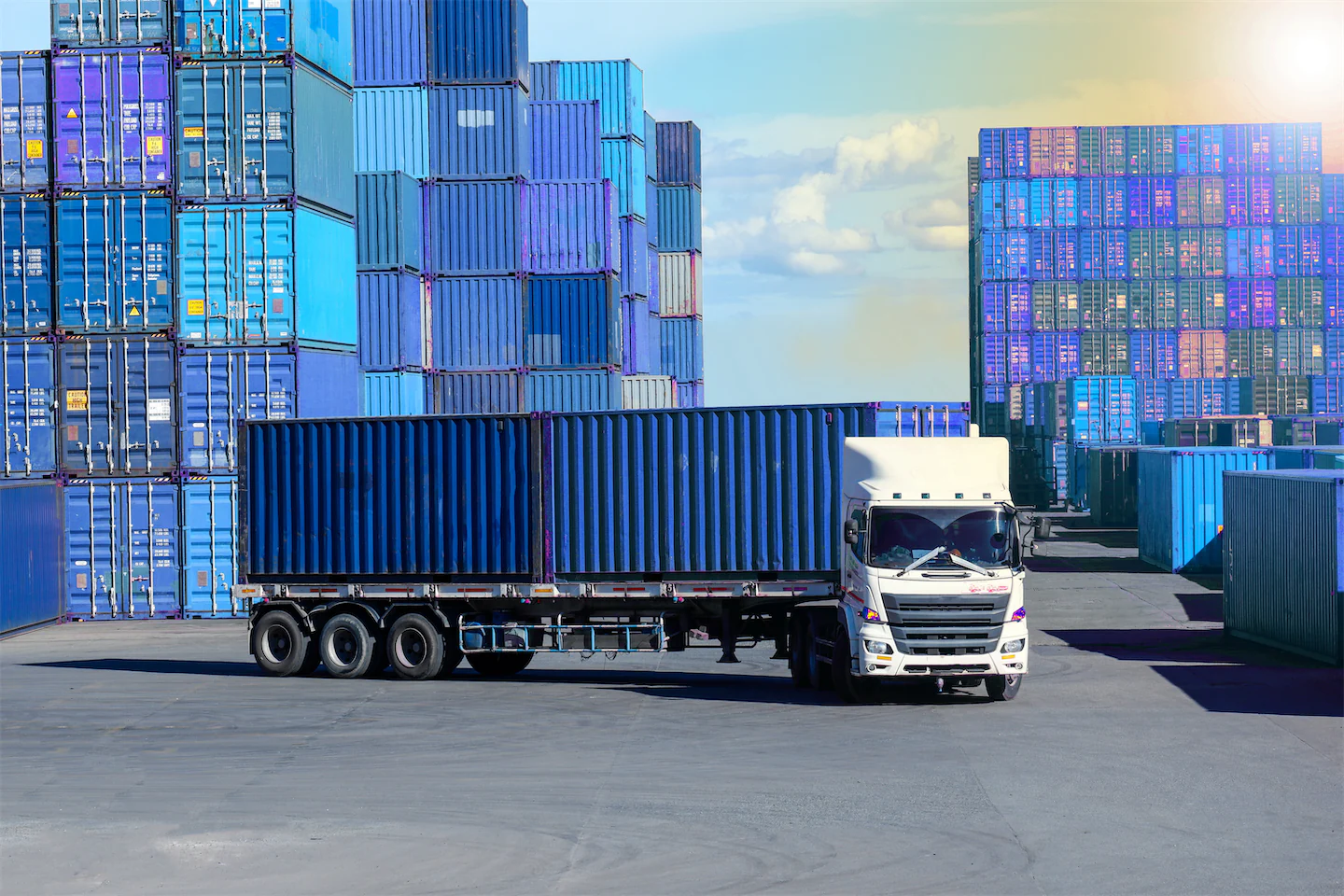 Stacked Containers & Lorry